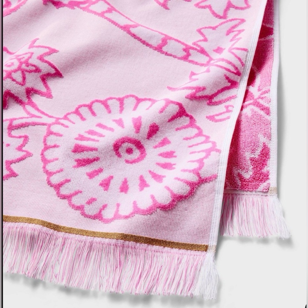 🩷Roller Rabbit x Target Sketched Floral Beach Towel Pink - Picture 2 of 3